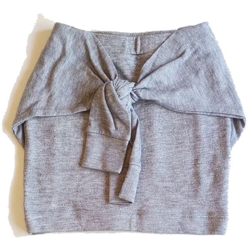 Snidel French Terry Mini Skirt F XS Wrap Tie Sweatshirt Arms Heather Gray